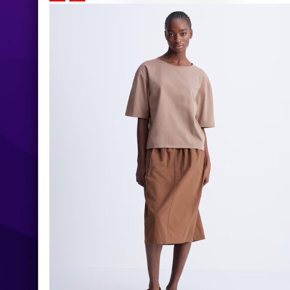 UNIQLO U AIRism Cotton Relaxed T-Shirt BROWN Size M NWT - Picture 6 of 7